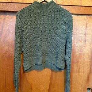 H&M Divided Small Mock Neck Cropped Ribbed Knit Sweater